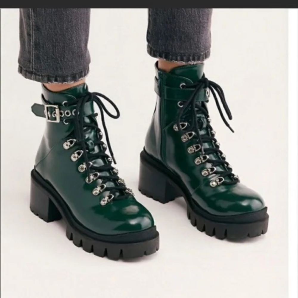 JEFFREY CAMPBELL Czech Green Combat bootss